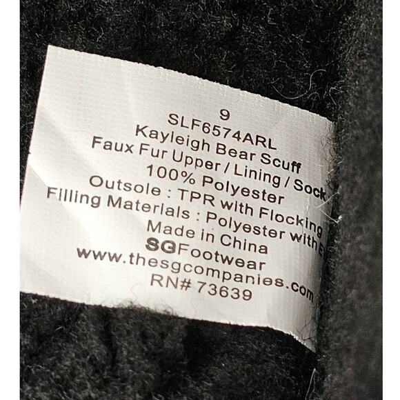 Polo Ralph Lauren Women's kayleigh Ski Bear Black Sherpa Fleece Scuff Slippers 9 - Picture 7 of 7